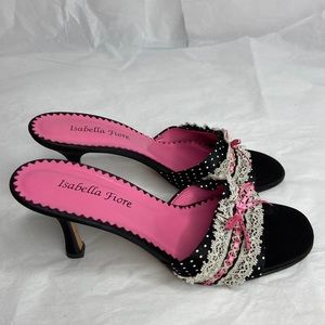 COPY - Isabella Fiore size 7 1/2 slipon black pink and white 3” heels excellent…